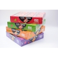 Chicle en caja con sabor a frutas de colores 