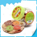 Caramelos gomosos circulares con sabor afrutado, 2 colores en 1, en frasco 