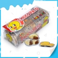 Pato amarillo de chocolate negro con leche y galletas 