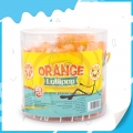 Piruleta dura redonda con sabor a naranja dulce en frasco 