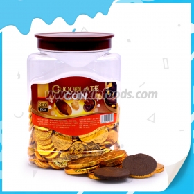 monedas de chocolate en tarro