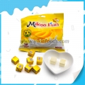 Caramelos en forma de cubo con sabor a plátano, muy populares 