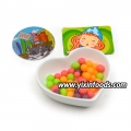 Caramelo de bayas frutales con tarjeta de juguete y pegatina 