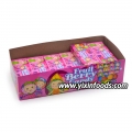 Caramelo de bayas frutales con tarjeta de juguete y pegatina 