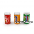 Chicle de tres sabores en botella, muy popular 