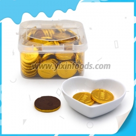monedas de chocolate en caja